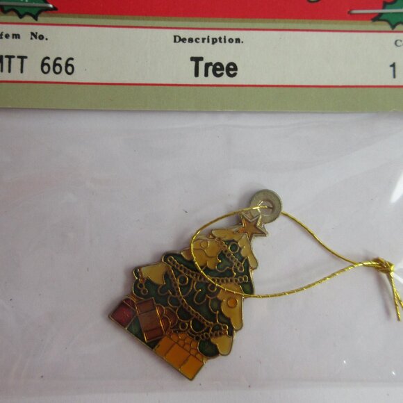 Mini Christmas Medley Metal Cloisonné & Filagree Lot 8 NOS Vintage Ornaments - Picture 8 of 11